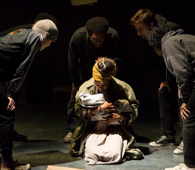 Third Year (Group 50) drama students perform Suzan-Lori Parks's "In the Blood", directed by Shaun Patrick Tubbs in the in the Harold and Mimi Steinberg 戏剧 Studio on October 14, 2019.
